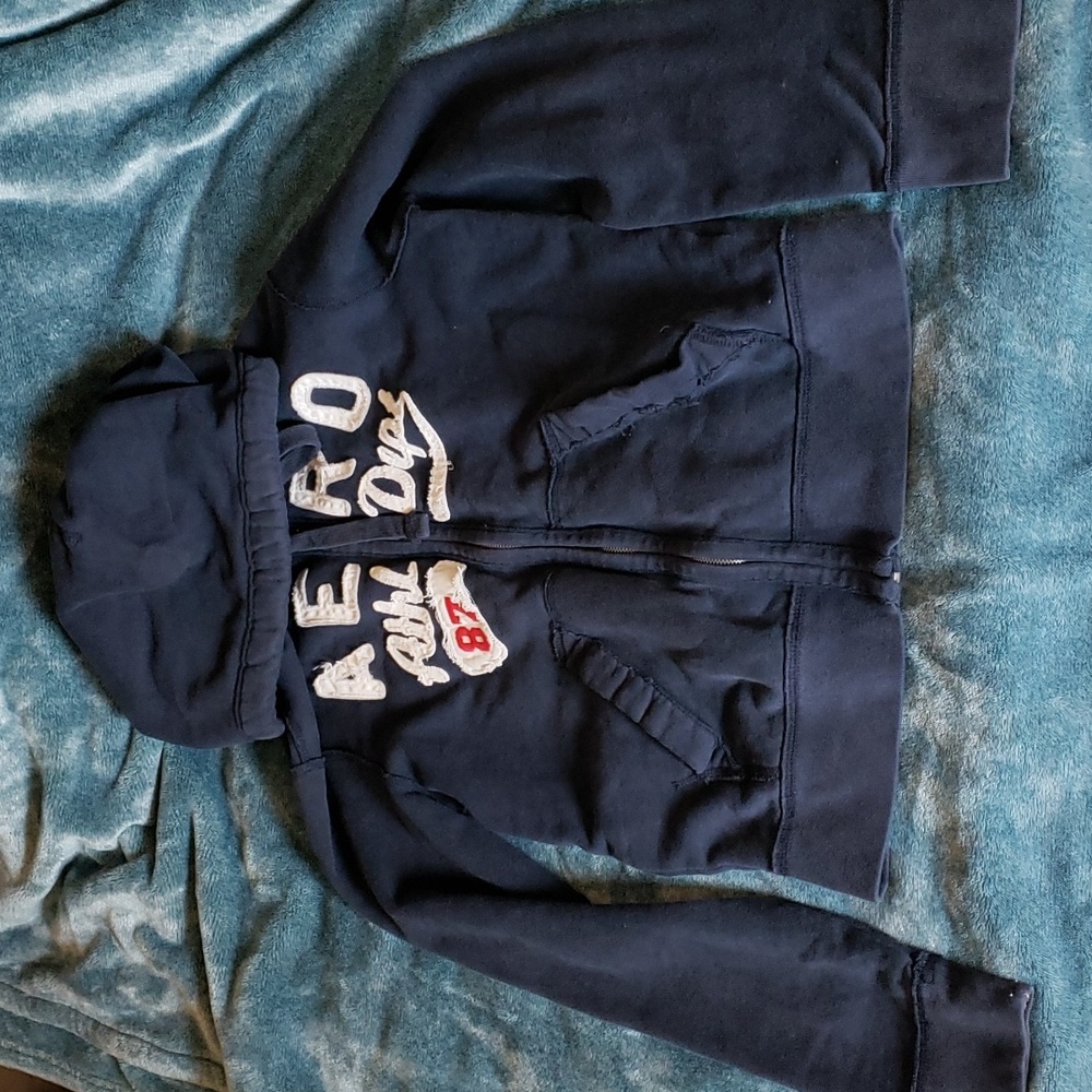 Vintage reaped and light out Aero Postale Blue hoodie size SP